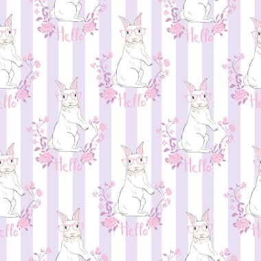 suluboya tavşan ile şirin seamless modeli. Paskalya tavşanları bir