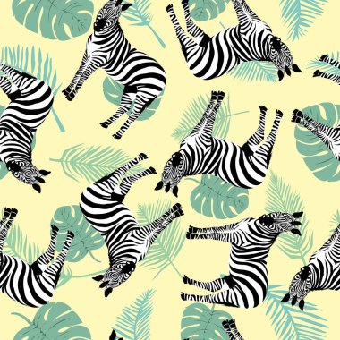 Vahşi hayvan zebra baskı, siluet ile Seamless Modeli kroki