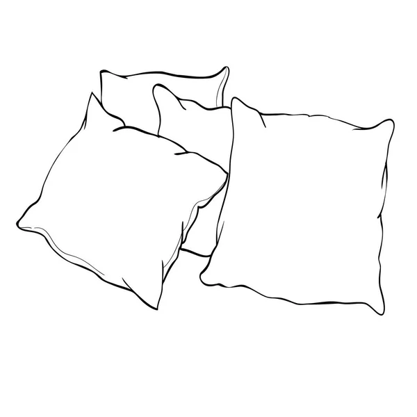 Dibujo vector ilustración de almohada, arte, almohada aislada, whit — Vector de stock