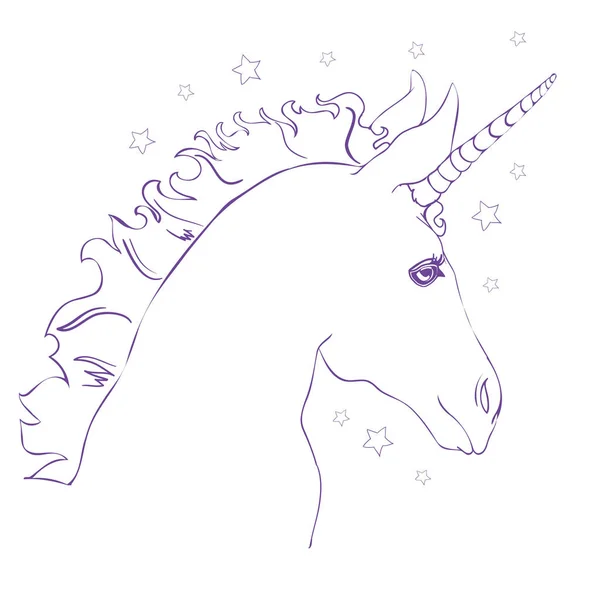 Schets Unicorn, met de hand getekende inkt illustratie. Unicorn paard dier — Stockvector