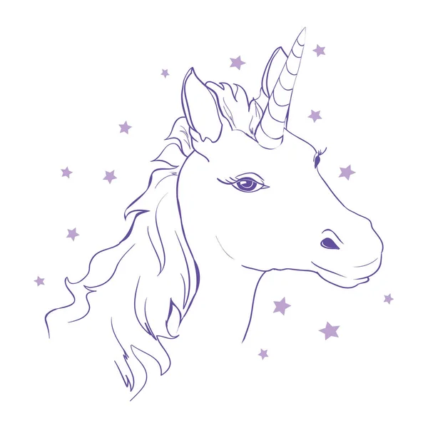 Schets Unicorn, met de hand getekende inkt illustratie. Unicorn paard dier — Stockvector