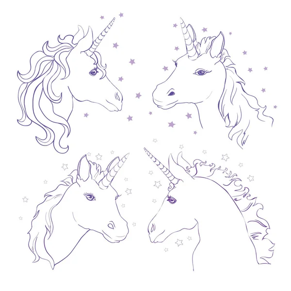 Sketch Unicorn, hand drawn ink illustration.Unicorn horse animal — Stock Vector