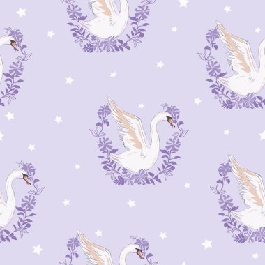 Kuğu ile Seamless modeli. Vektör.