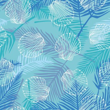 Vektör seamless modeli el ile Midye kabukları çizilmiş. Güzel deniz tasarım öğeleri, baskılar ve desenler için mükemmel.