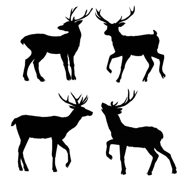 剪影鹿与大鹿角或动物或媒介例证 — 图库矢量图片