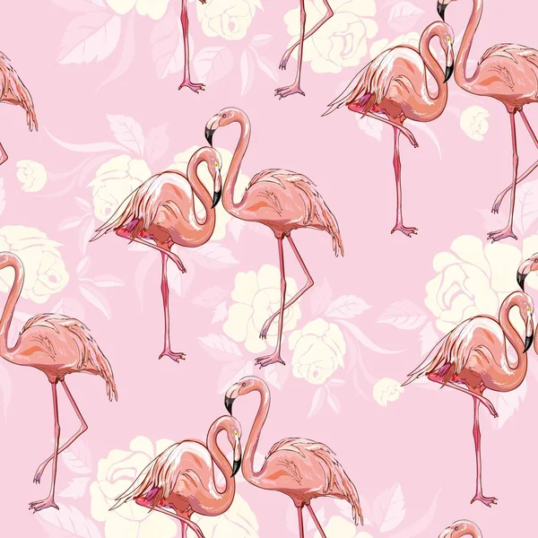Seamless flamingo pattern vector illustration — Stock Vector