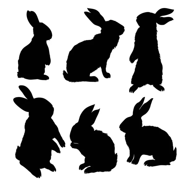 Силует сидячого кролика, Векторні ілюстрації — стоковий вектор