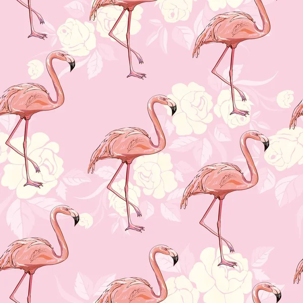 Seamless flamingo pattern vector illustration — Stock Vector