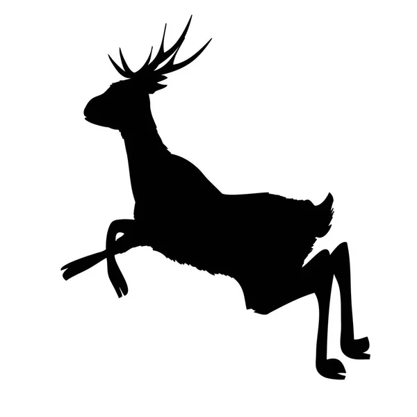 Silhouette deer with great antler/animal/ vector illustration — Stock Vector