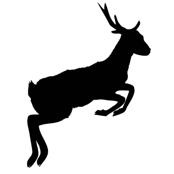 剪影鹿与大鹿角或动物或媒介例证 — 图库矢量图片
