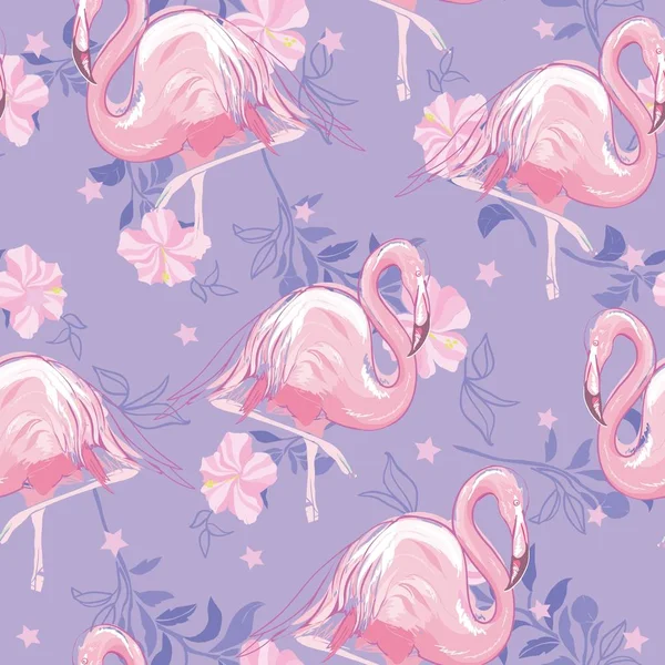Naadloze flamingo patroon vectorillustratie — Stockvector