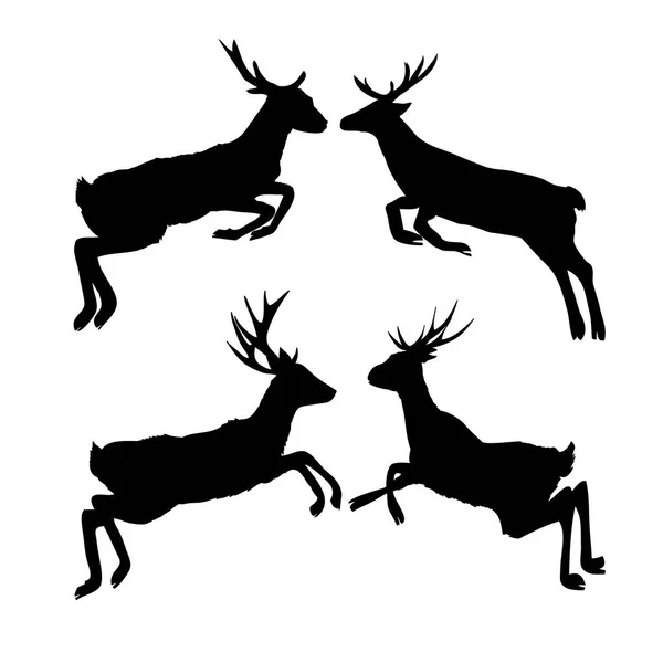 Cervos silhueta com grande antler / animal / vetor ilustração — Vetor de Stock