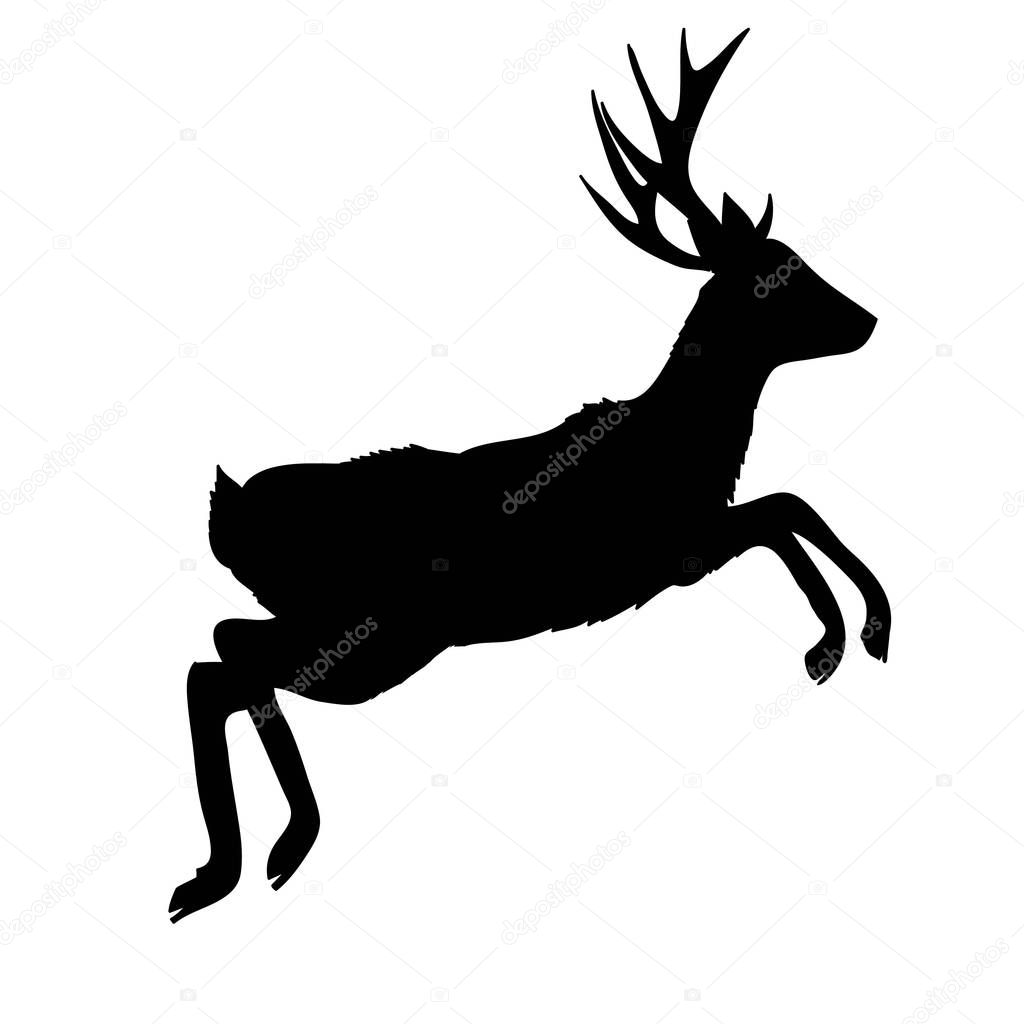 silhouette deer with great antler/animal/ vector illustration