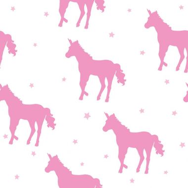 Tek boynuzlu at ve gökkuşağı Dikişsiz desen beyaz arka plan üzerinde izole