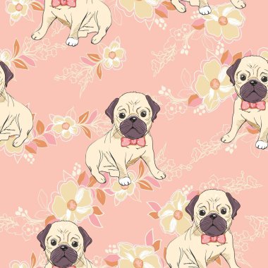 köpek. Fransız buldozer. kalp güneş gözlüğü. gözlük simgesi. resimde Dikişsiz desen duvar kağıdı arka plan