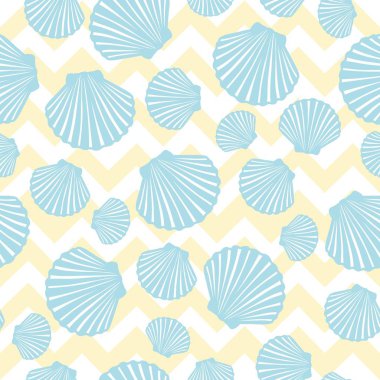 Elle çizilmiş vektör resimleri - deniz kabuklarını seamless modeli. Deniz arka plan.