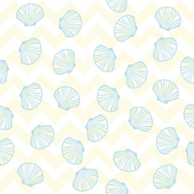 Elle çizilmiş vektör resimleri - deniz kabuklarını seamless modeli. Deniz arka plan.