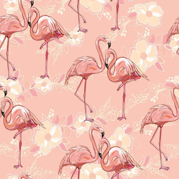 Seamless flamingo pattern vector illustration — Stock Vector