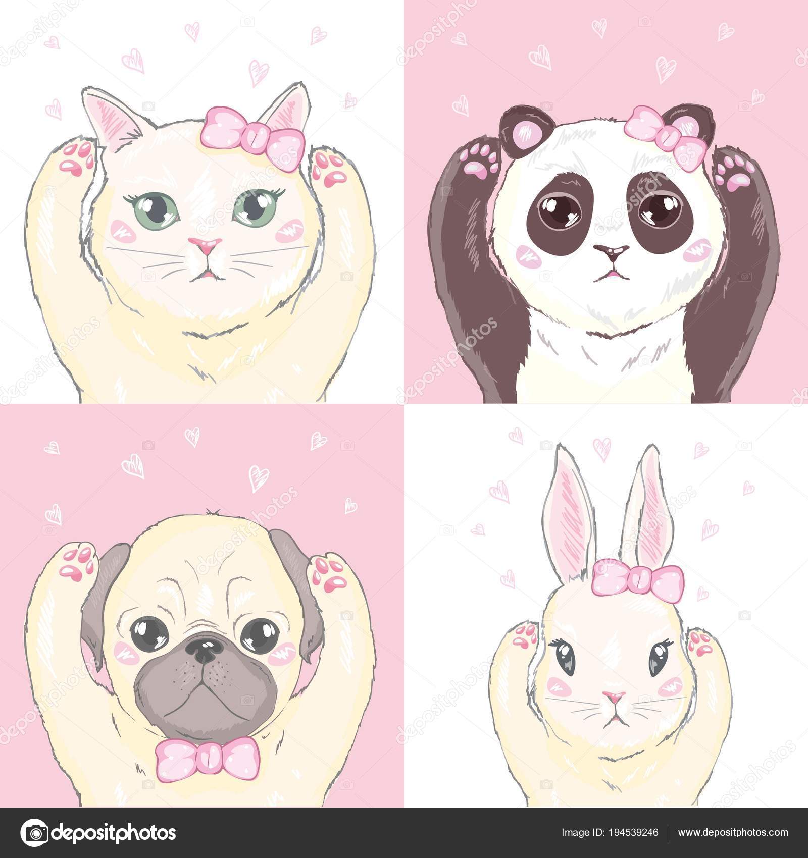 Drôle Jeune Fille Modèle Sans Couture Avec Visages Lapin