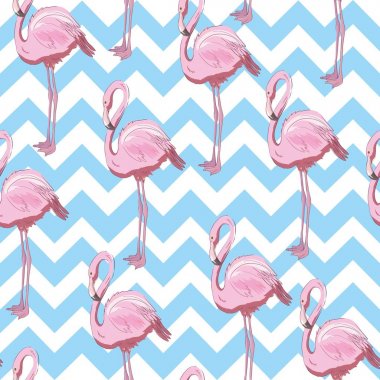 Dikişsiz flamingo desen vektör çizim