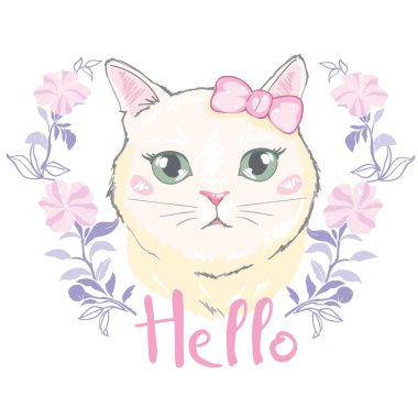 şirin kedi vektör. T-shirt Print.Love kartları. Sevgililer s Day.animal yazdırma. Çocuk resim okul kitapları ve daha fazlası için. Ayrı Objects.cartoon character.animal love.little princess.pussycat vektör