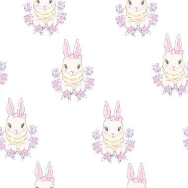 Çizgi film tavşancığıyla kusursuz desen. Bebek deseni.