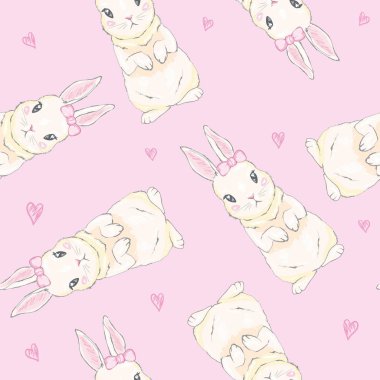 Çizgi film tavşancığıyla kusursuz desen. Bebek deseni.