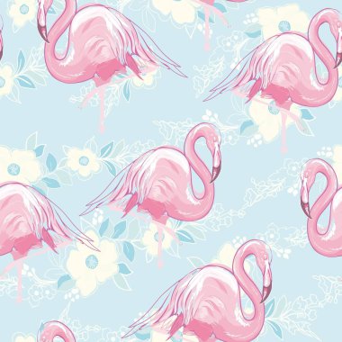 Dikişsiz flamingo desen vektör çizim