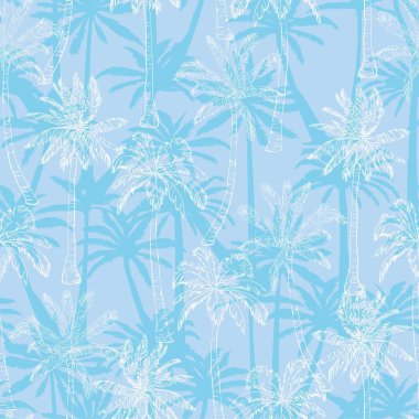 Palmiye ağacı desen. Dikişsiz el dokular egzotik trendy arka plan üzerinde çekilmiş. Doğa Tekstil baskı. Modern tropikal şablon web, kart, afiş, poster, kapak, el ilanı, davetiye, broşür, afiş için.