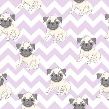 Çizgi filmlerdeki köpek yavrularıyla kusursuz bir model. Arka plan, duvar kağıdı, kumaş ve diğer tasarımlar için kullanılabilir. Fransız Bulldog deseni