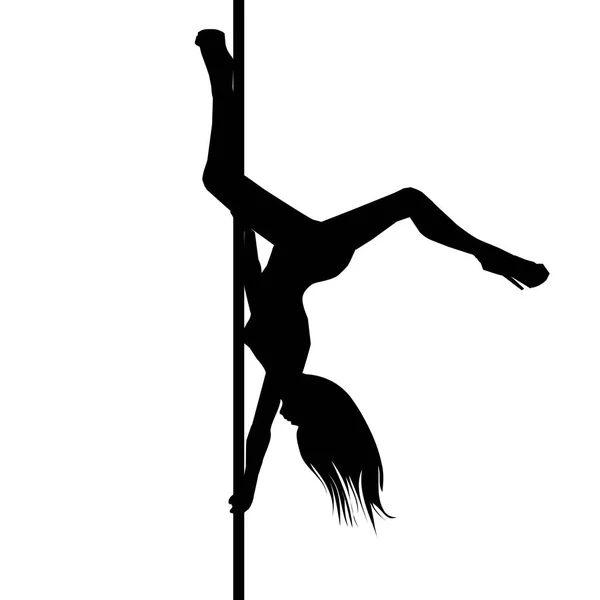 Vektorová silueta dívky a tyče na bílém pozadí. Polární taneční ilustrace. EPS10 — Stockový vektor