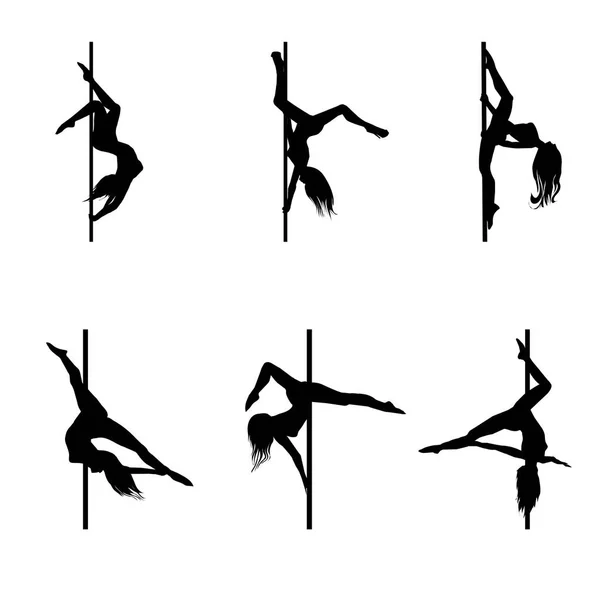 Silueta vectorial de niña y poste sobre fondo blanco. Ilustración de danza polaca. EPS10 — Archivo Imágenes Vectoriales