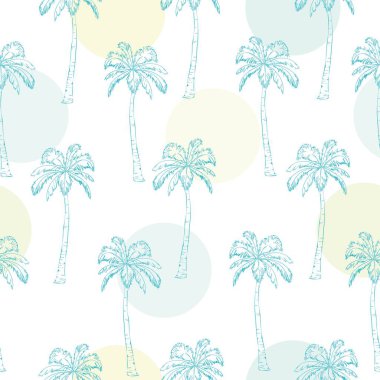 Yeşil palmiye pembe arka plan üzerinde bırakır. Vektör seamless modeli. Tropikal illüstrasyon. Orman bitki örtüsü.