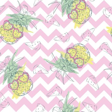 Ananas ile vektör Seamless Modeli