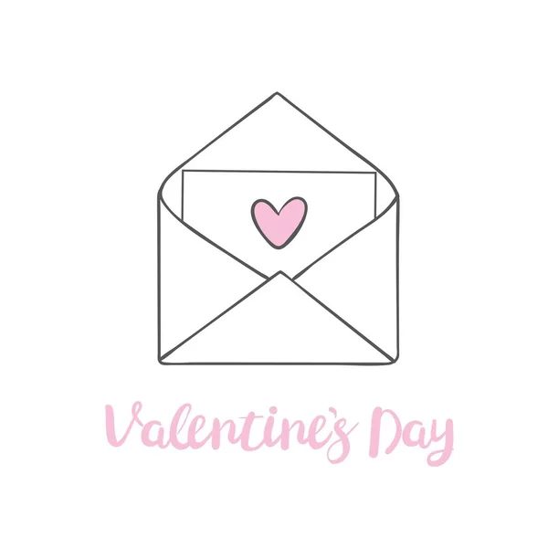 발렌타인데이 클립 아트. 하트, 우표, 하트로 봉투에 편지로 엽서를 사랑합니다. 날개달린 가슴. 벡터 일러스트 — 스톡 벡터