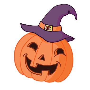 Cadılar Bayramı balkabağı takan karikatür cadılar bayramı şapkası