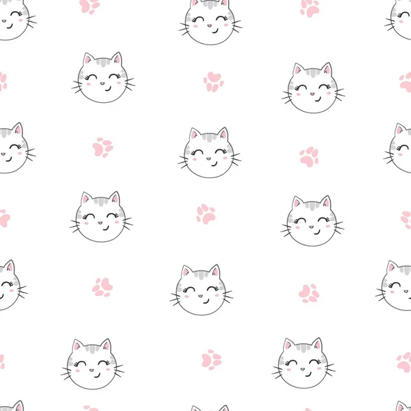 Cutie chat motif sans couture — Image vectorielle