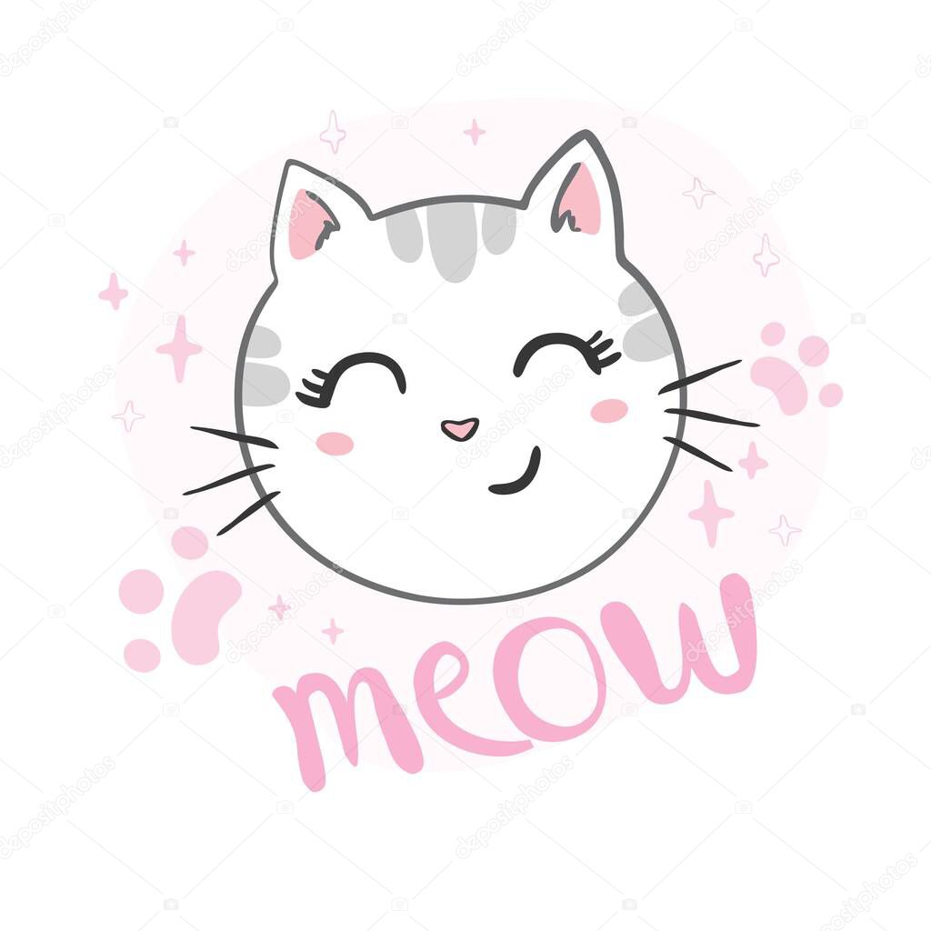 Cute cat design. Children illustrations for children's clothing.
