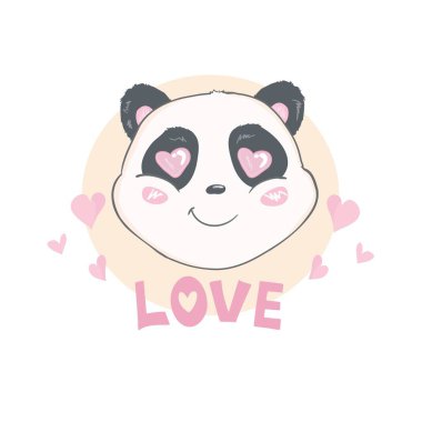 beyaz zemin üzerinde kalp ile panda seviyorum