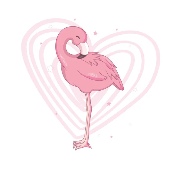Αγάπη Flamingo Postcard Εικονογράφηση διάνυσμα — Διανυσματικό Αρχείο