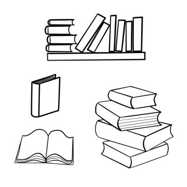 Bir dizi kitap taslağı. Vektör illüstrasyonu.