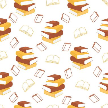 Dekoratif kitaplarla kusursuz desen. Vektör illüstrasyonu