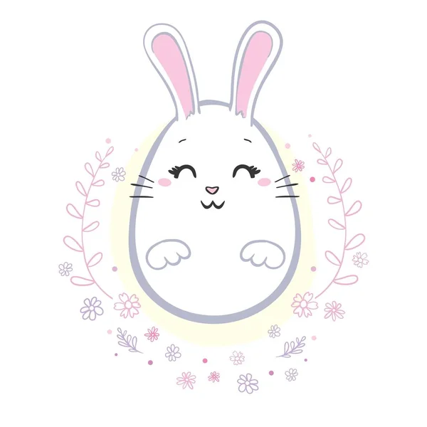 Herkese Mutlu Paskalyalar Tavşan Kulaklı Büyük Paskalya Yumurtası — Stok Vektör