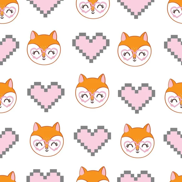 Mignon Motif Fox Sans Couture Sur Fond Blanc Illustration Vectorielle — Image vectorielle