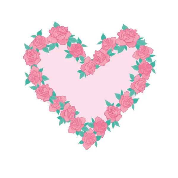 心に美しい手描きの花や植物のベクトルイラスト バレンタインデーのための最高の — ストックベクタ