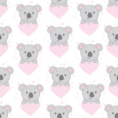Koala ayı deseni. Kusursuz desen pembe arkaplan.