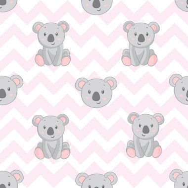 Koala ayı deseni. Kusursuz desen pembe arkaplan.