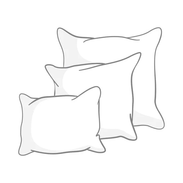 Sketch Vector Illustration Pillow Art Isolated White Bed — Stock Vector