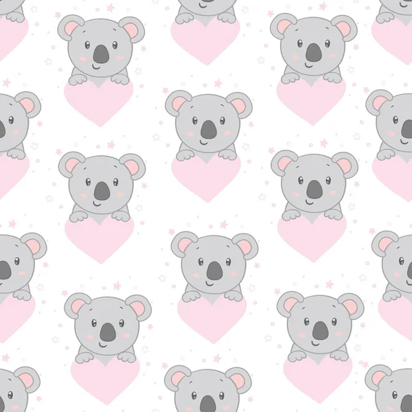 Koala Björnmönster Sömlös Mönster Rosa Bakgrund — Stock vektor