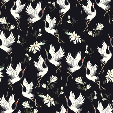 Vinç, desen, vektör çizimi uçan kuş çiçeği